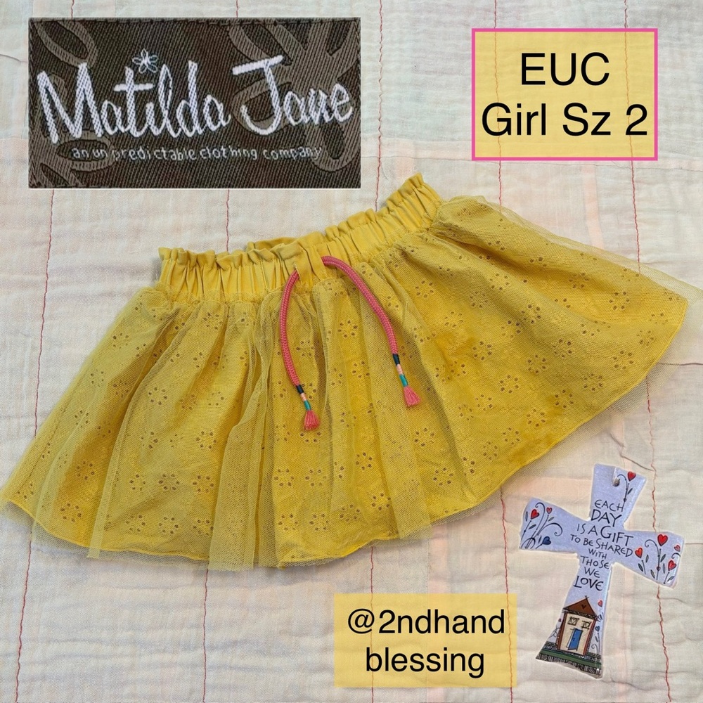 EUC Matilda Jane Wonderment After School Fun Skirt Toddler Sz 2, Mustard Yellow
